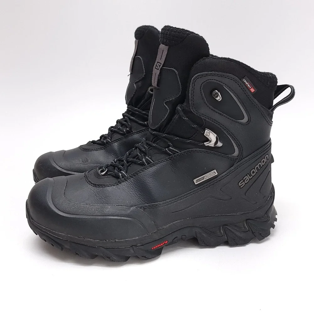 Salomon Anka CS Climatherm Contagrip Black Leather Waterproof Boots‎ Mens 8.5